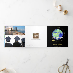 The Adventure Begins Graduation Photo Tri-Fold Card