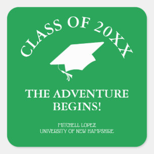 The Adventure Begins Graduation Square Sticker