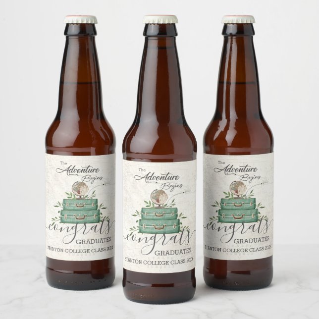 The Adventure Begins Journey Graduation Favour Beer Bottle Label (Bottles)