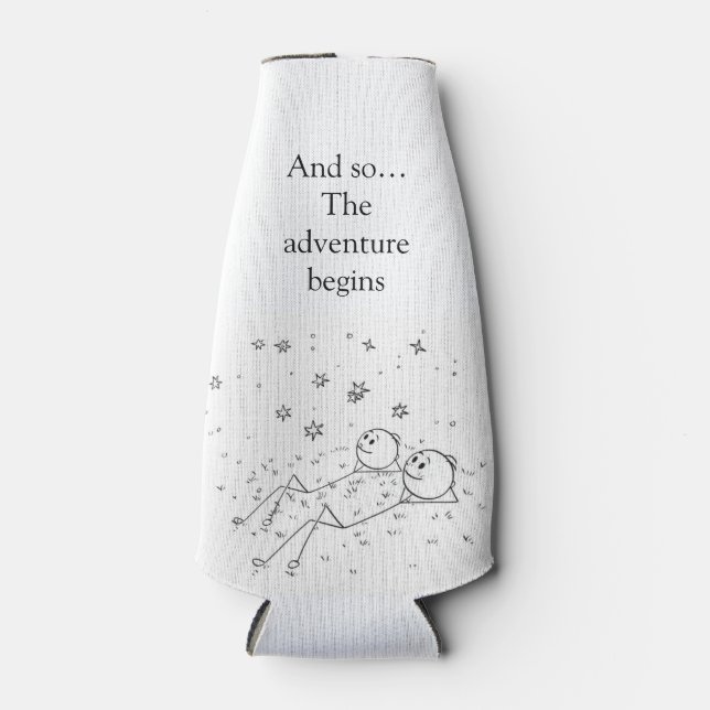 “The Adventure Begins” Koozie Bottle Cooler (Front)