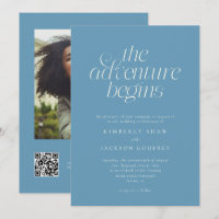 The Adventure Begins Minimal Denim Blue Wedding 