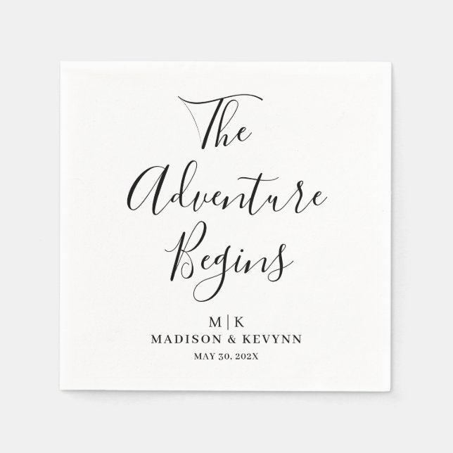 The Adventure Begins Minimal  | Wedding Napkins (Front)