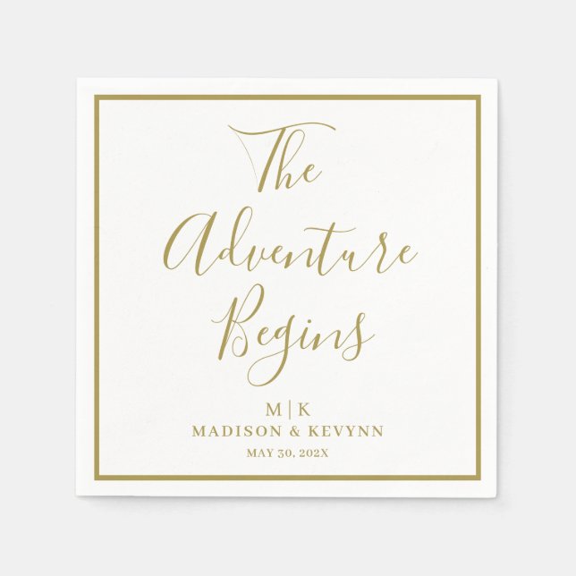 The Adventure Begins Minimal  | Wedding Napkins (Front)