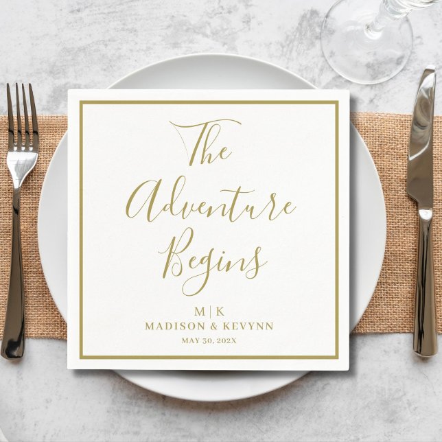 The Adventure Begins Minimal  | Wedding Napkins (Creator Uploaded)