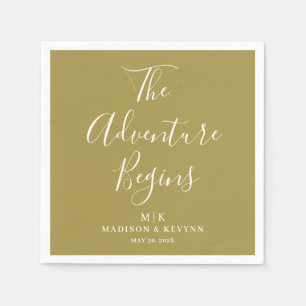 The Adventure Begins Minimal Wedding Napkins