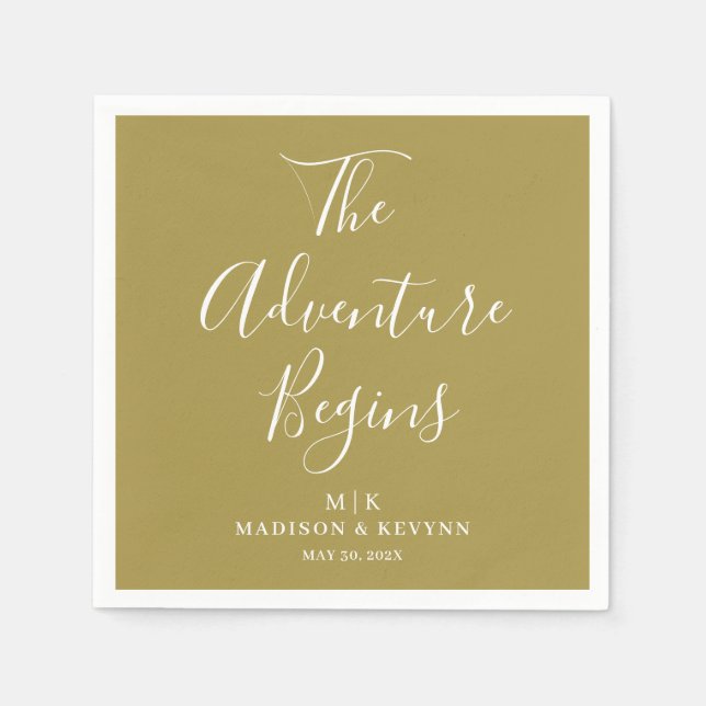 The Adventure Begins Minimal  | Wedding Napkins (Front)