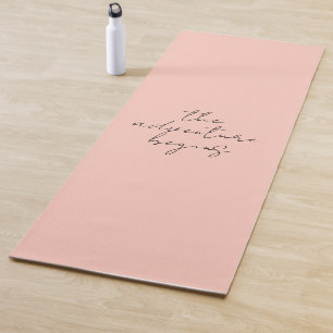 The Adventure Begins Minimalistic Calligraphy Yoga Mat
