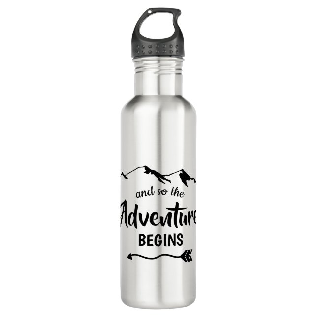 The Adventure Begins Modern Quotes 710 Ml Water Bottle (Front)