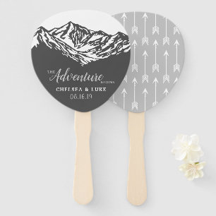 The Adventure Begins Mountain Wedding Hand Fan