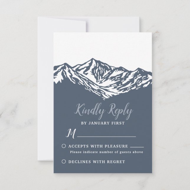 The Adventure Begins Mountain Wedding RSVP Card (Front)