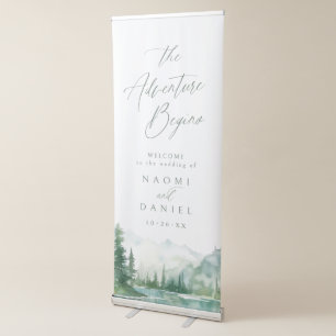 The Adventure Begins Mountain Wedding Welcome Sign