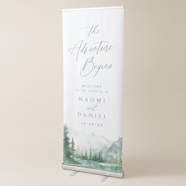 The Adventure Begins Mountain Wedding Welcome Sign (3/4)