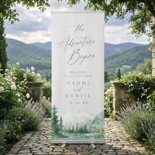The Adventure Begins Mountain Wedding Welcome Sign