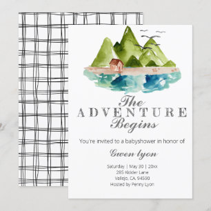 The adventure begins moutain baby shower invite