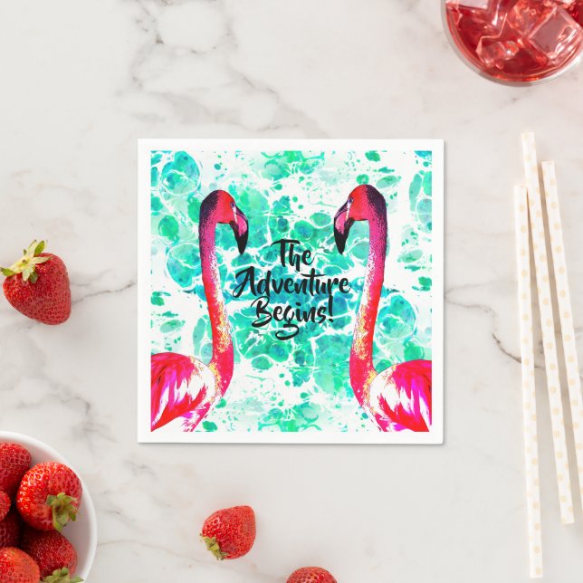 The Adventure Begins, Pink Flamingos   Napkin (Insitu)