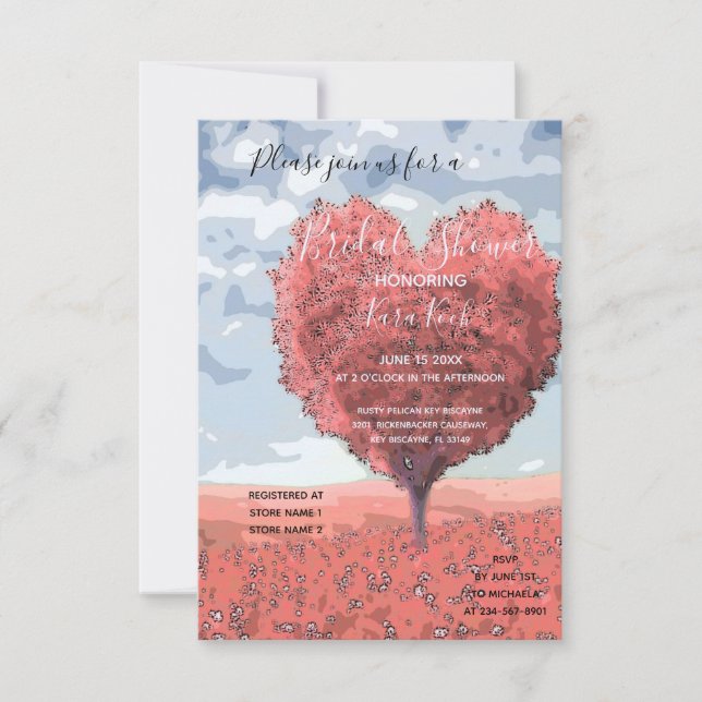 "The Adventure Begins" | Pink Heart Bridal Shower Invitation (Front)