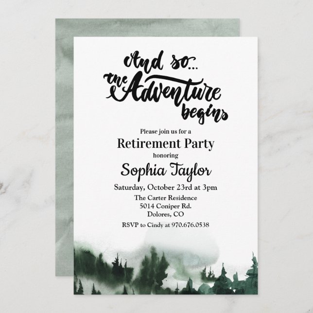 The Adventure Begins Retirement Invitation (Front/Back)