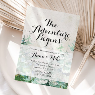 The Adventure Begins Rustic Engagement Party Invitation