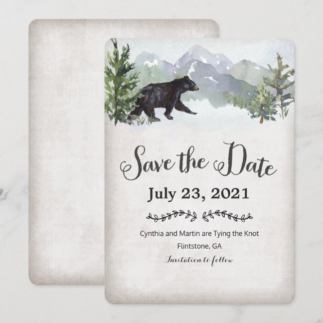 The Adventure Begins Rustic Save the Date Invitation (Front/Back)