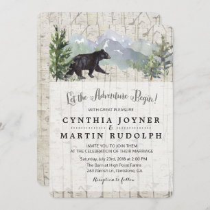 The Adventure Begins Rustic Wedding Invitation