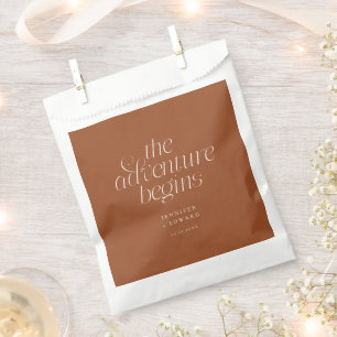 The Adventure Begins Terracotta Minimalist Wedding Favour Bags