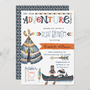 The Adventure Begins - Tribal Baby Shower Invitation