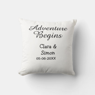 The adventure begins wedding couple name datsimple cushion