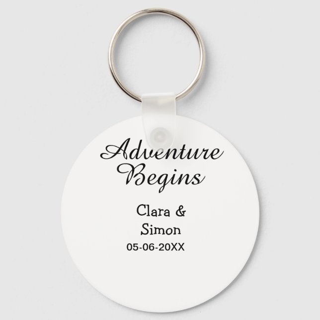 The adventure begins wedding couple name datsimple key ring (Front)