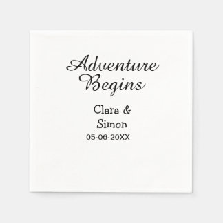 The adventure begins wedding couple name datsimple napkin