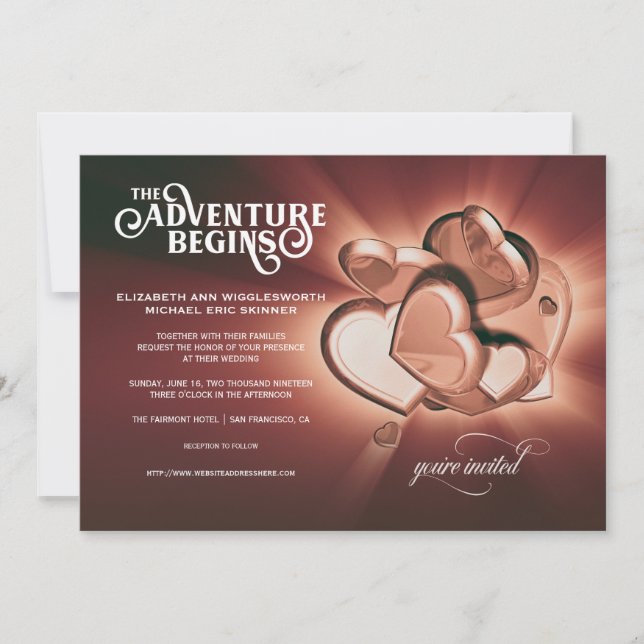 The Adventure Begins Wedding Invitation (Front)