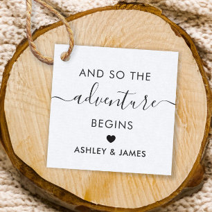 The Adventure Begins, Wedding Welcome Tag, Kraft Favour Tags