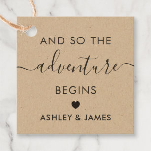 The Adventure Begins, Wedding Welcome Tag, Kraft Favour Tags