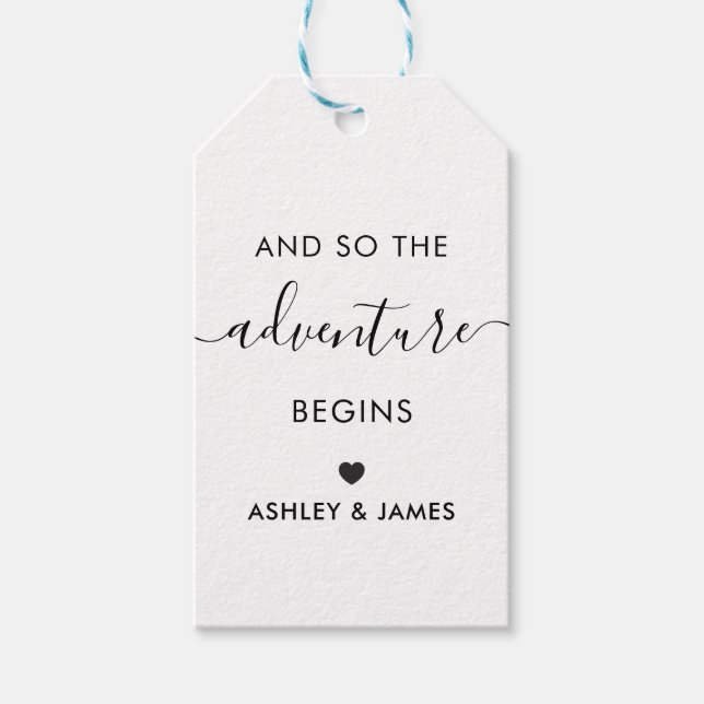 The Adventure Begins, Wedding Welcome Tag, Kraft Gift Tags (Front)