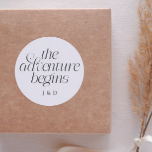The Adventure Begins Wedding White Classic Round Sticker