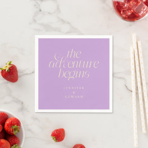 The Adventure Begins Wisteria Modern Typography Napkin