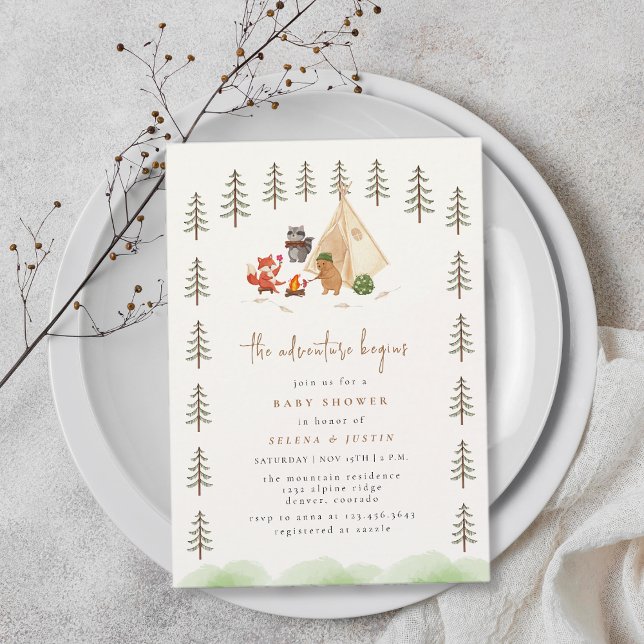 The Adventure Begins Woodland Animals Baby Shower Invitation (The Adventure Begins Woodland Animals Baby Shower Invitation)