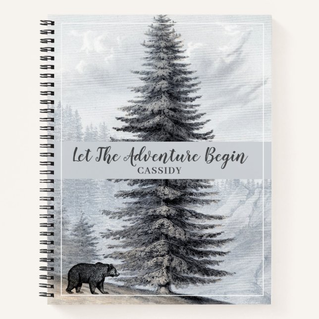 The Adventure Begins Woodland Walking Bear Journal (Front)