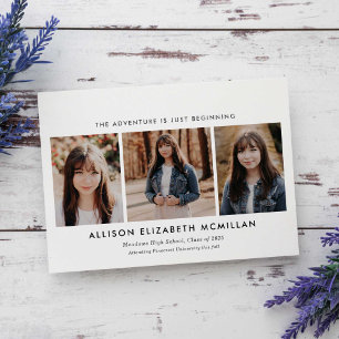 The Adventure is Just Beginning Photo Graduation  Announcement