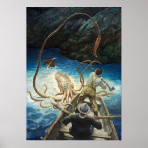 The Adventure of the Giant Squid by N. C. Wyeth Poster