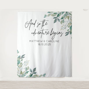 The adventure starts backdrop greenery tapestry