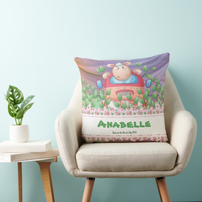 The Adventuristic Lamb cub with editable text Cushion (Chair)
