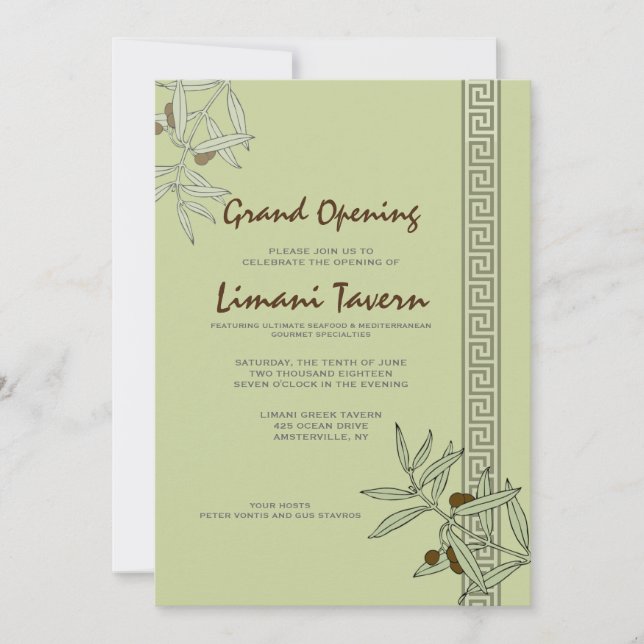 The Aegean Grand Opening Invitation (Front)