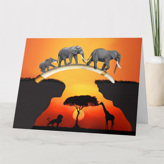 THE AFRICAN ELEPHANT FAMILY CARD (Front)