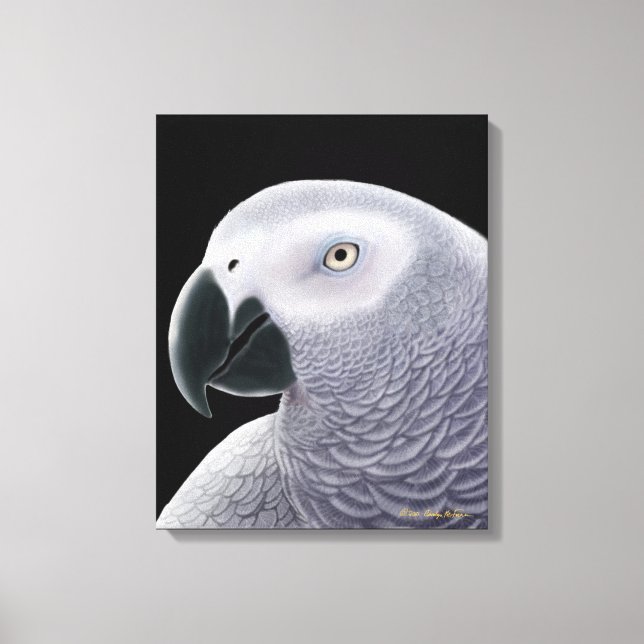 The African Grey Parrot Wrapped Canvas (Front)