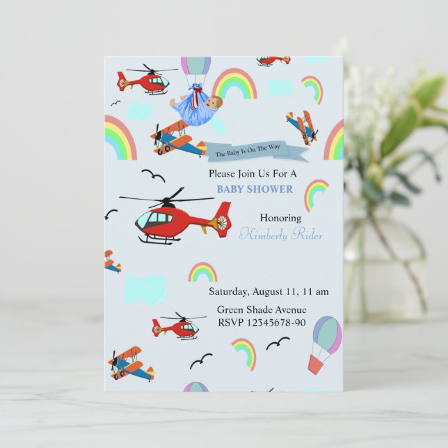 The Aircraft Baby Shower Invitation (Standing Front)