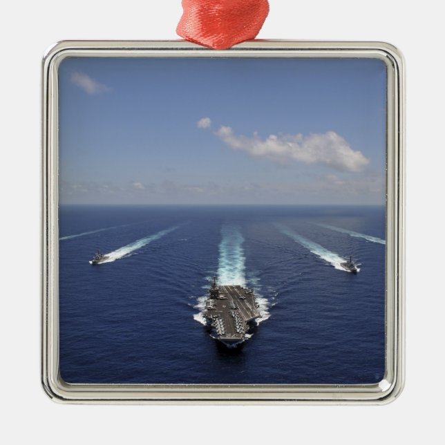The aircraft carrier USS Abraham Lincoln Metal Tree Decoration (Front)