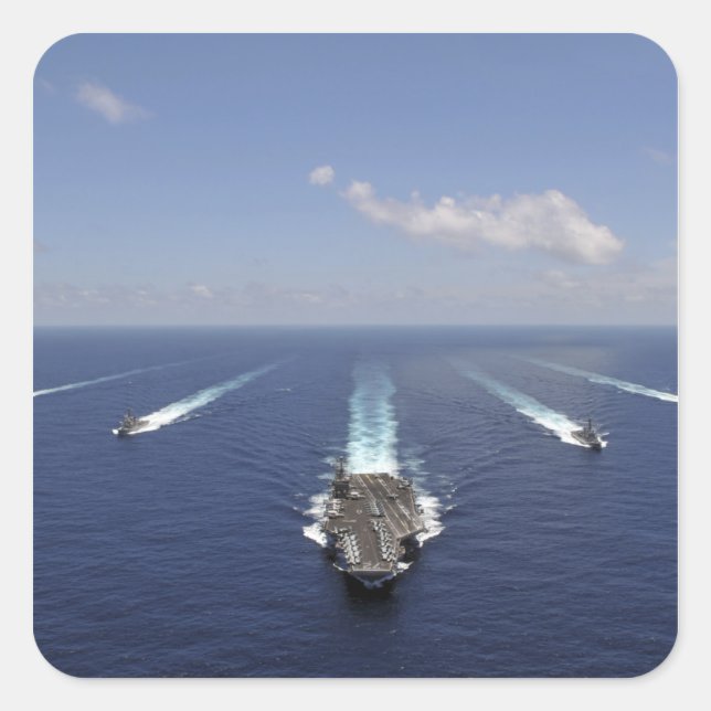 The aircraft carrier USS Abraham Lincoln Square Sticker (Front)