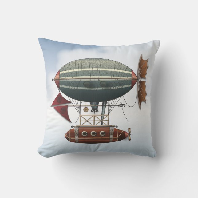 The Airship Aleutian Steampunk Flying Machine Cushion (Front)