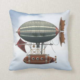 The Airship Aleutian Steampunk Flying Machine Cushion