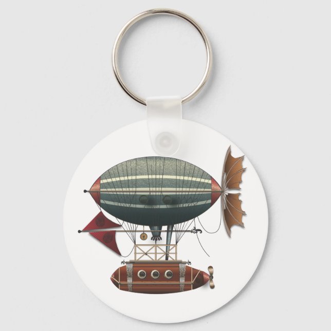 The Airship Aleutian Steampunk Flying Machine Key Ring (Front)